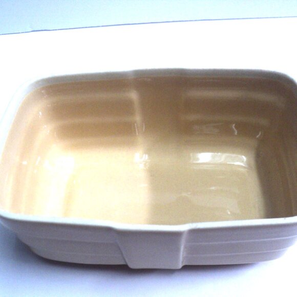 Hall China Co. for Hotpoint Refrigerators Vtg 1940 Loaf Dish w/ Lid Ceramic Gold - Picture 9 of 10